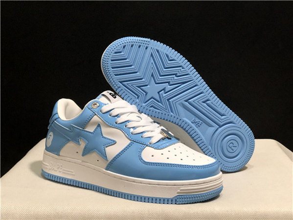 Women's Bape Sta Low Top Leather Blue/White Shoes 024